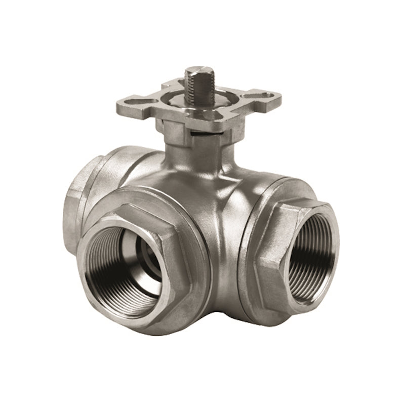 SS316 3-Way L Port/ Diverted Ball Valve 1000 FNPT Direct Mount