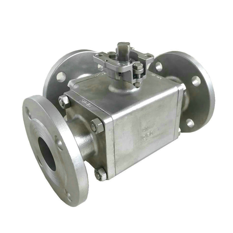 CF8M 3-Way L Port/ Diverted Flanged 150 Ball Valve Direct Mount