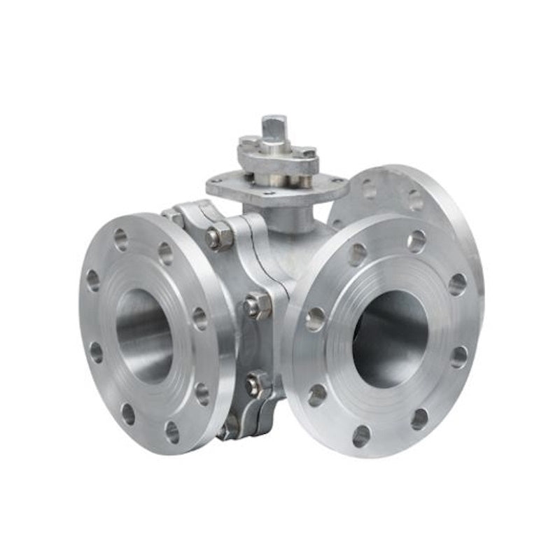 CF8M 3-Way T Port/ Mixer Flanged 150 Ball Valve Direct Mount