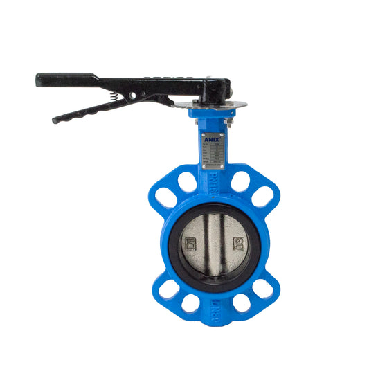 Ductile Iron Wafer Butterfly Valve w/ Square Stem, NI-DI Plated Disc, Buna Seat
