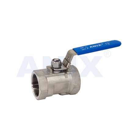 Válvula de bola de puerto reducido de una pieza SS316, 1000 PSI, FNPT, PTFE