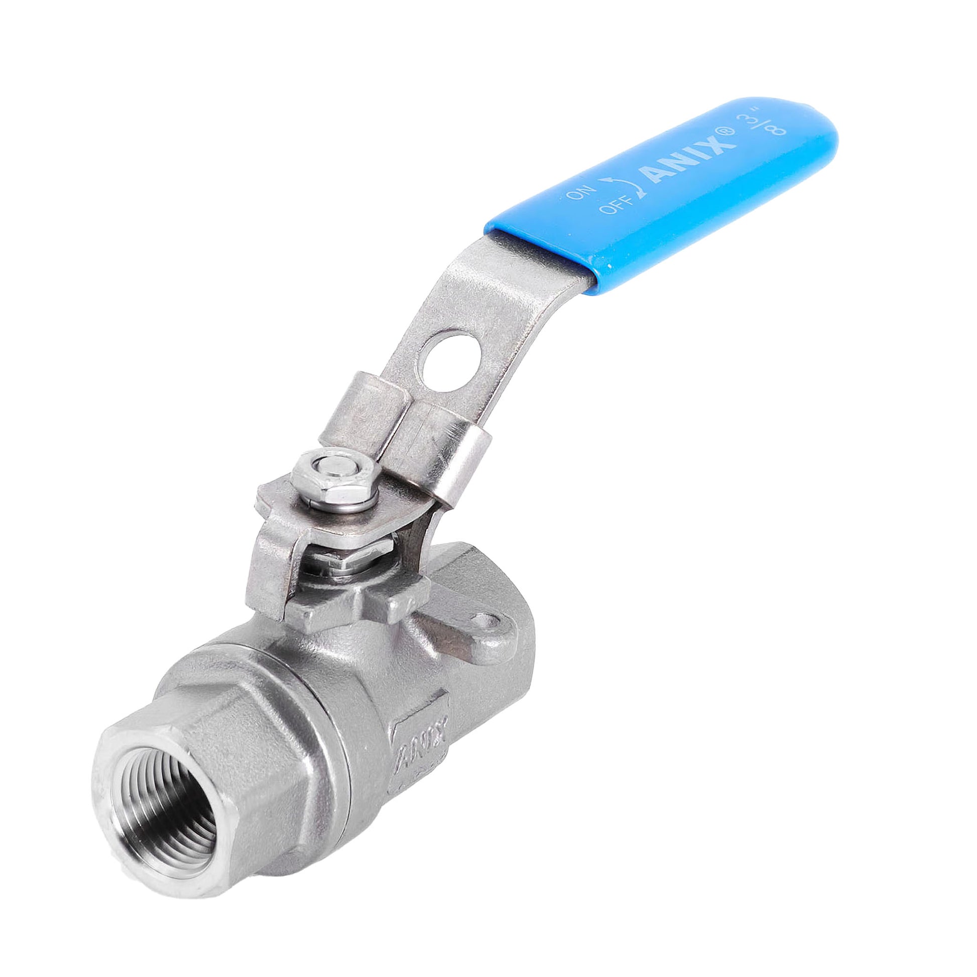 Stainless Steel 316 2-Piece Full Port Ball Valve with Blue Handle 1000 FNPT