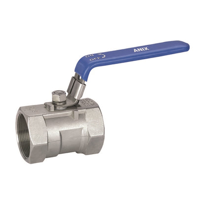 Válvula de bola de puerto reducido de una pieza SS316, 1000 PSI, FNPT, PTFE