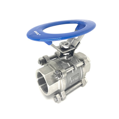 SS316 3-Piece Full Port Ball Valve with Oval Handle for Water, Oil, Gas Applications, 1000 PSI, 1/4 to 4 Inches, NPT Threaded Ends