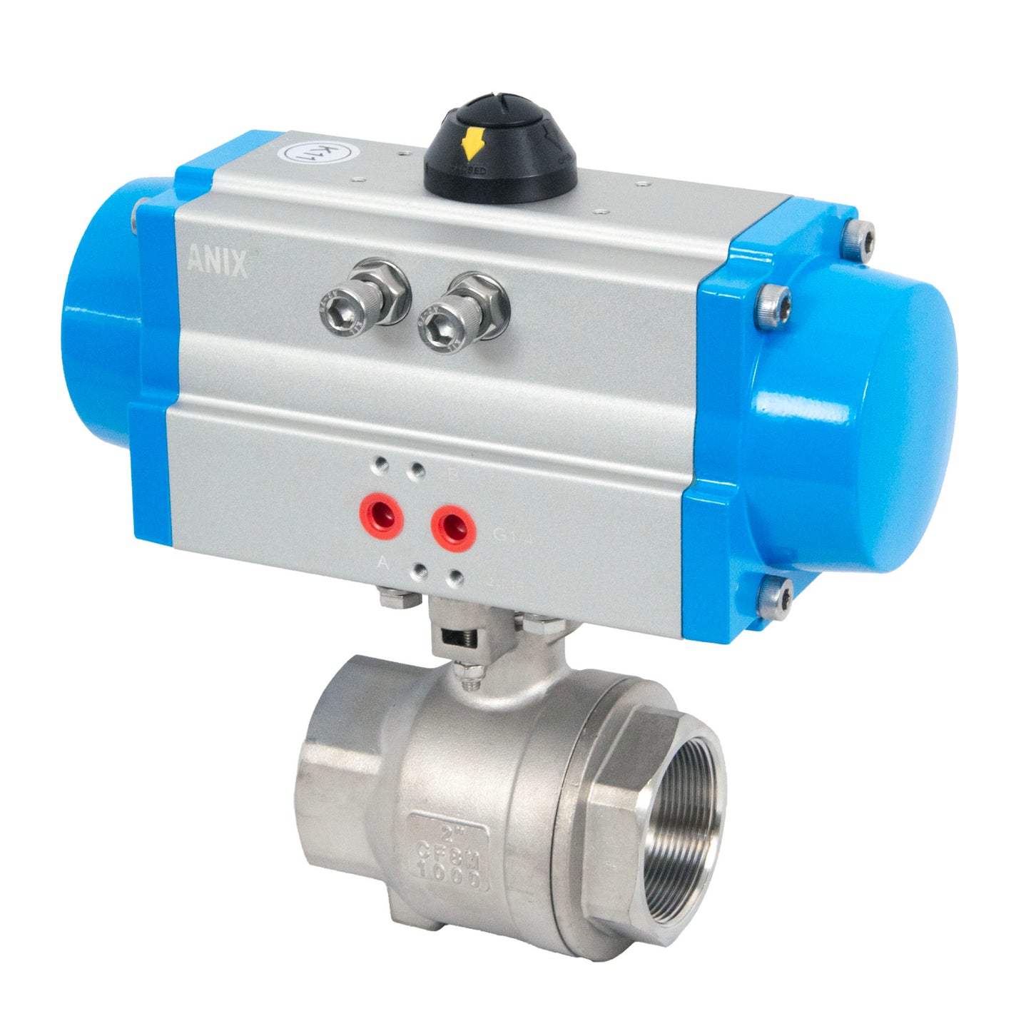 Pneumatic Actuated Full Port FNPT 2PC Ball Valve SS316 - Double Acting/ Spring Return