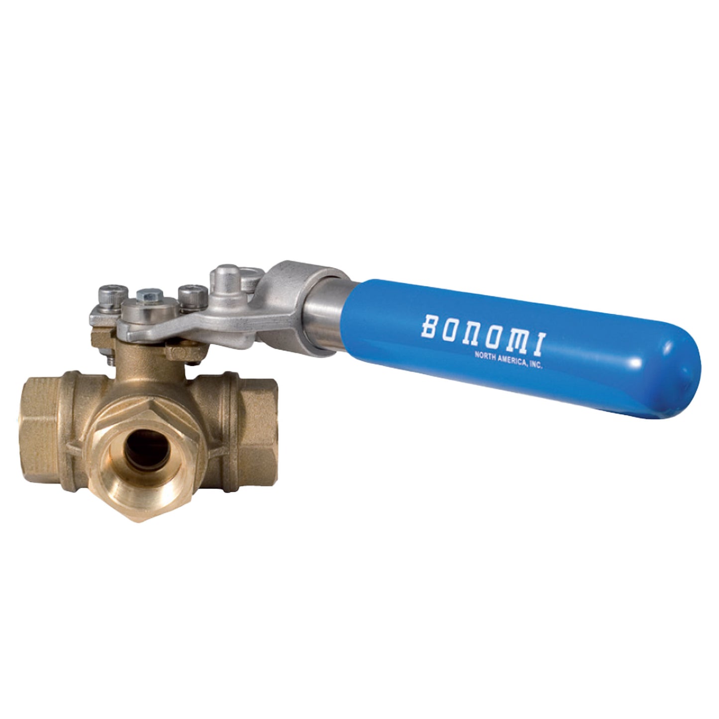 Válvula de bola de latón de 3 vías con retorno por resorte COMBI-SFER 355NSRL (T) - 365NSRL (L) - FNPT, puerto estándar roscado