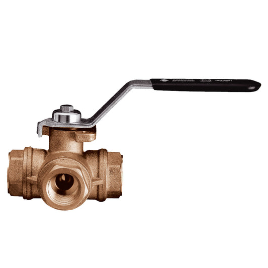 COMBI-SFER 355N (T) - 365N (L) Direct Mount 3-Way Brass Ball Valve - FNPT Threaded, Standard Port Design