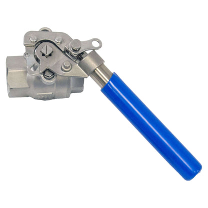 Válvula de bola con manija de seguridad SS316, extremo roscado FNPT, 1000 WOG, acero inoxidable