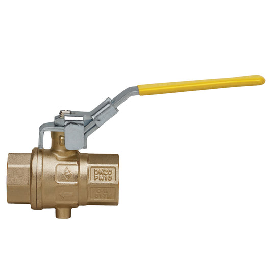 FULL-SFER 511L Exhaust Brass Ball Valve - FNPT Threaded, Full Port with Bleed Hole