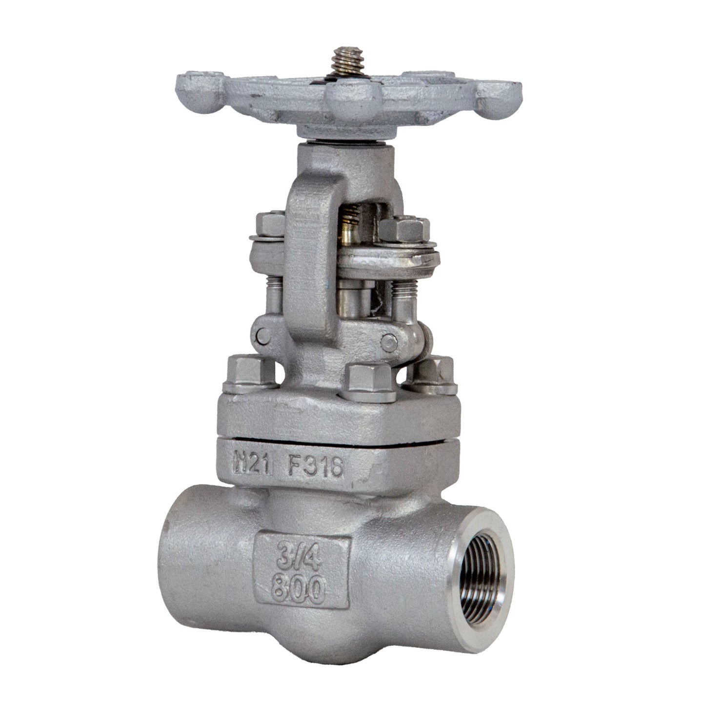 Forged SS316 Stainless Steel Gate Valve – Class 800, Rising Stem OS&Y, Bolted Bonnet, NPT Threaded