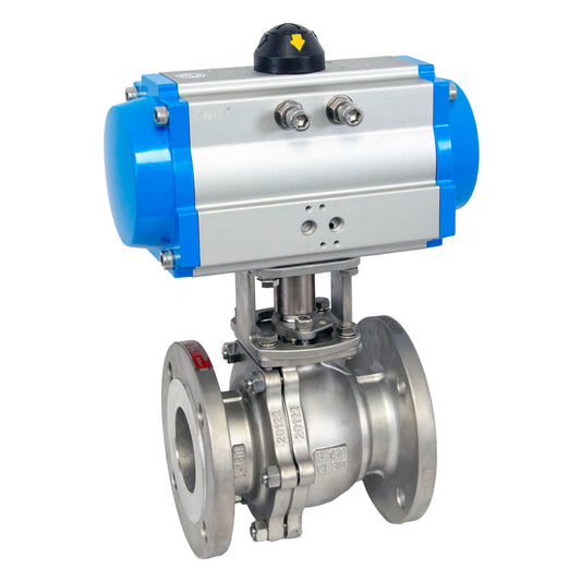 Pneumatic Stainless Steel SS316 Flanged Ball Valve Class 150, Double Acting or Spring Return